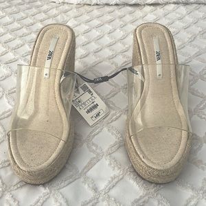 4.5 inch clear Zara wedge sandals